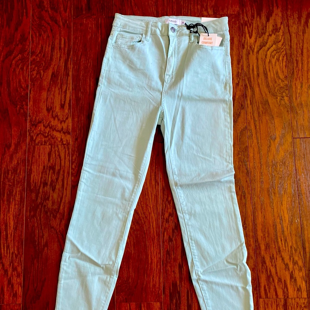 NEW Cello High Rise Crop Skinny Deluxe Comfort Stretch Denim Jeans in Mint
